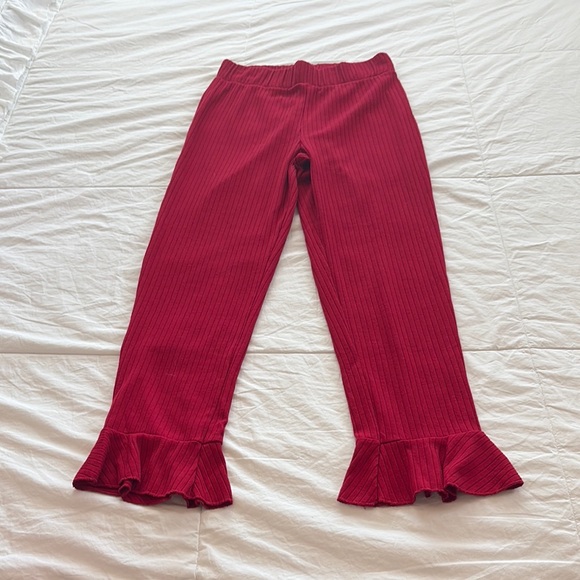 Red Ribbed Pants - Picture 3 of 4